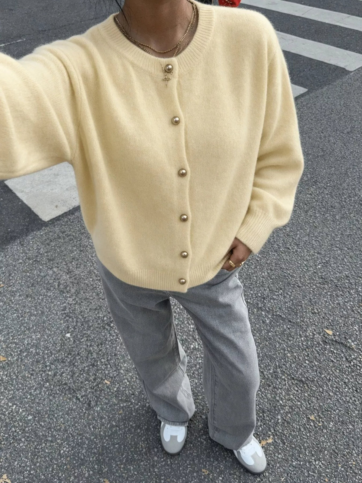 Classic Button-Down Knit Cardigan, view 22