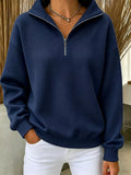 Full Size Waffle Knit Quarter-Zip Sweatshirt Plus Size - Lilixa.store