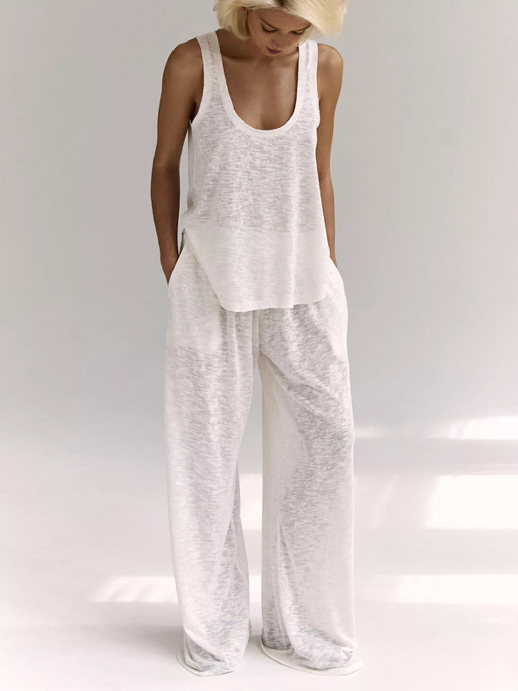 Wide Strap Tank and Pants Lounge Set - Lilixa.store