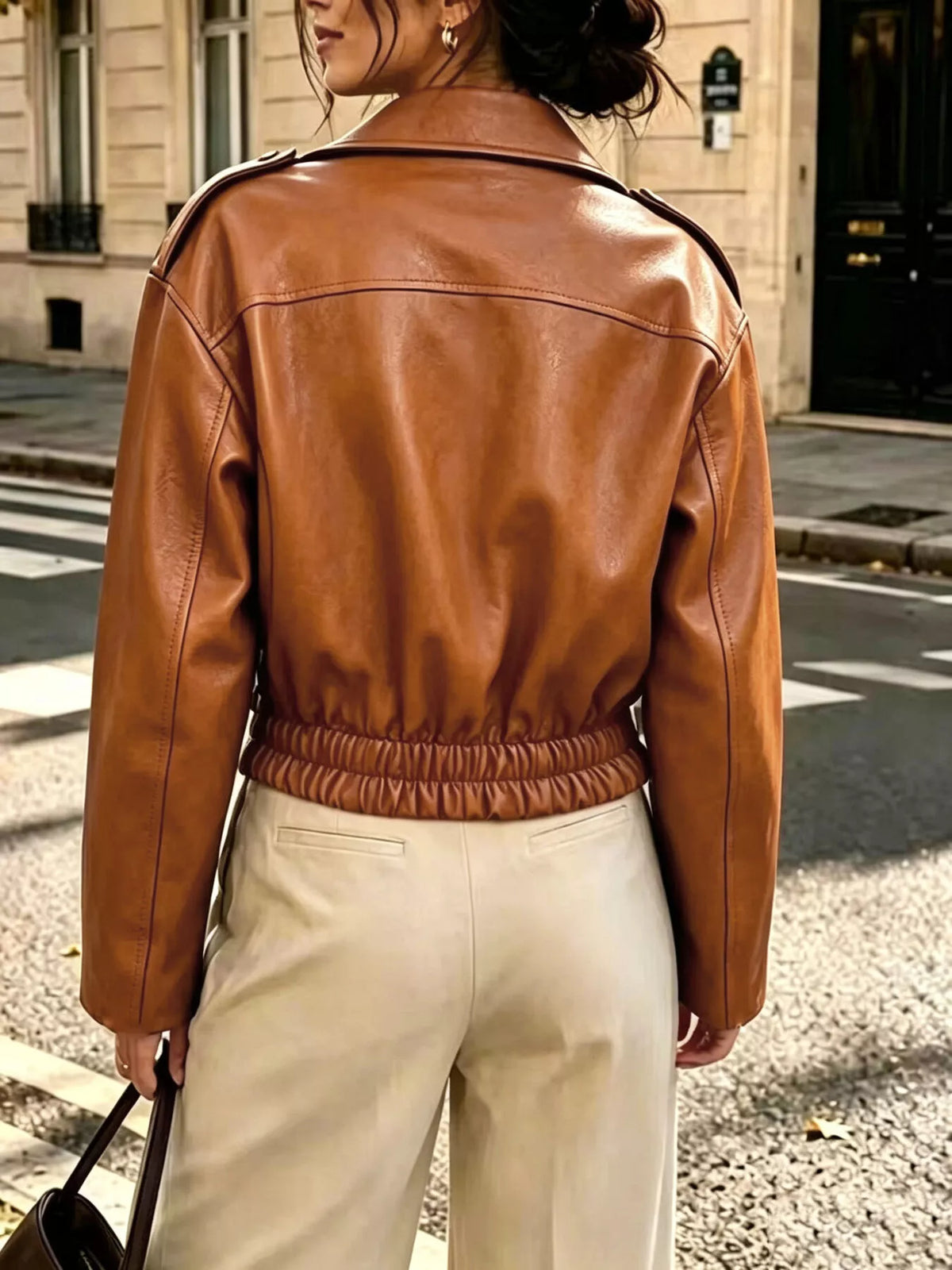 Faux Leather Zip Up Jacket - Lilixa.store