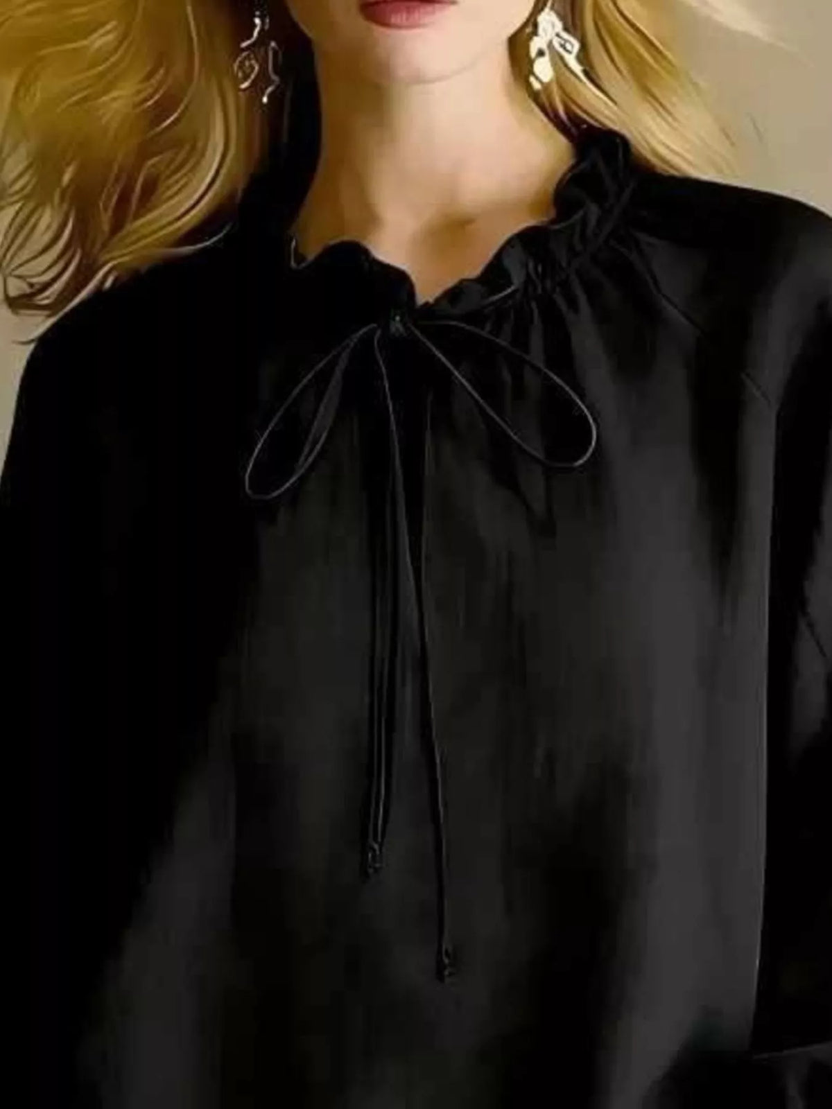 Frill Balloon Sleeve Blouse - Lilixa.store