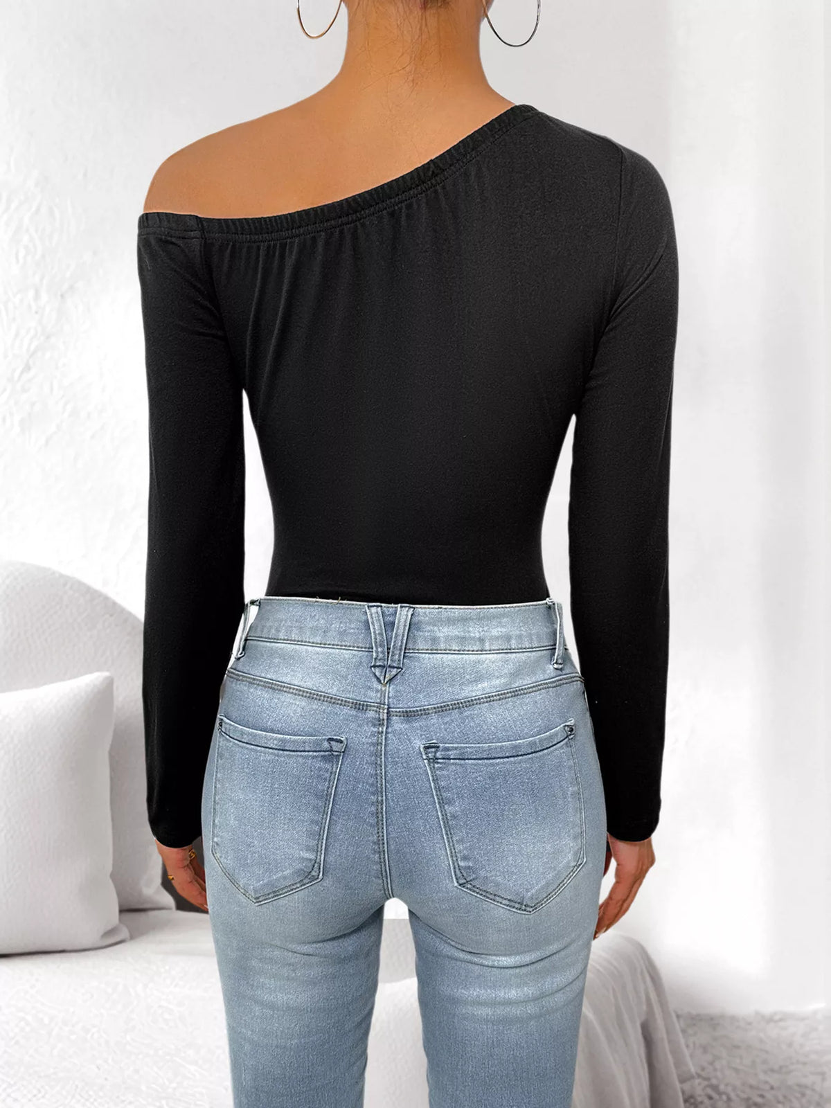 Flower One Shoulder Long Sleeve Bodysuit - Lilixa.store