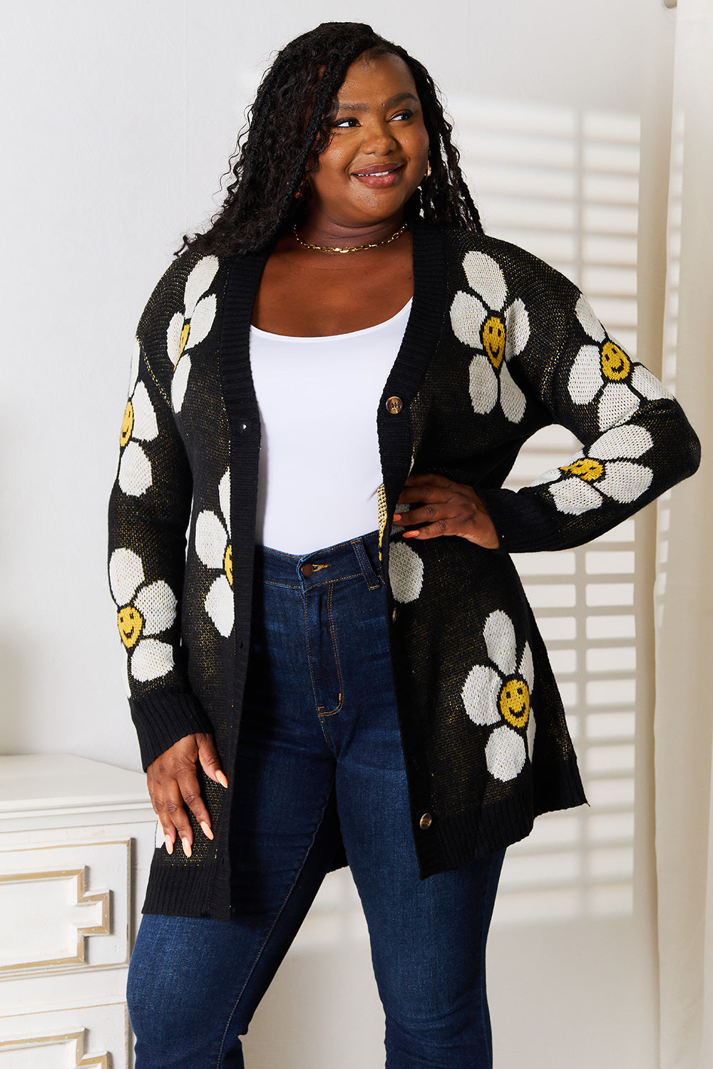 Perfee Floral Button Down Longline Cardigan - Lilixa.store