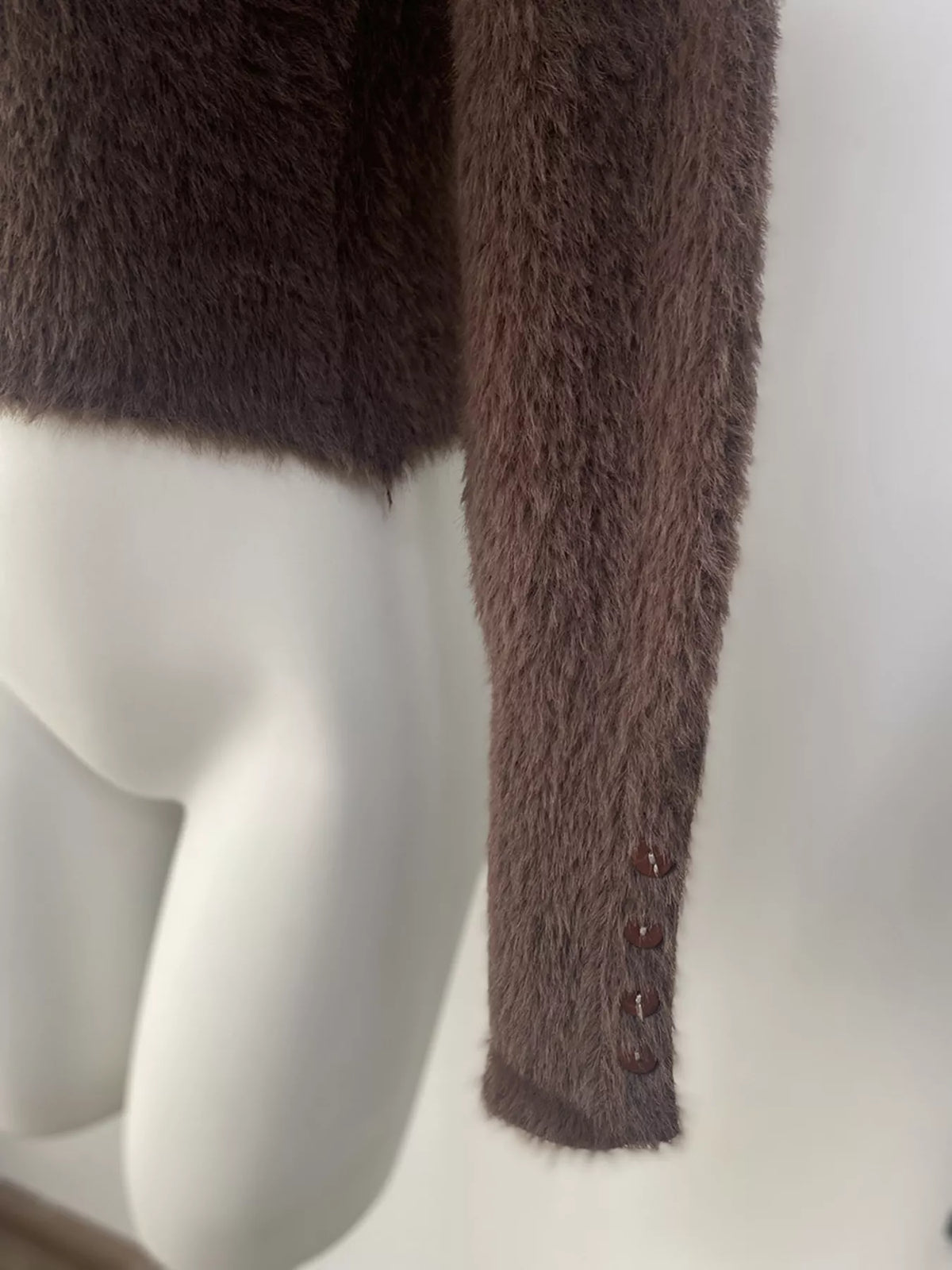 Soft Fuzzy Button-Down Cropped Cardigan, view 26