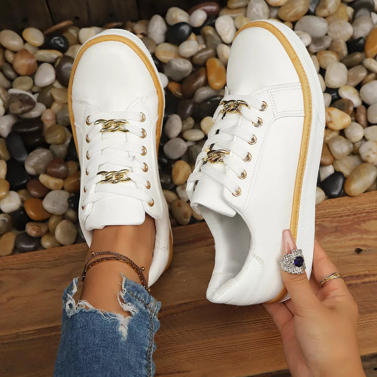 Round Toe Platform Sneakers - Lilixa.store