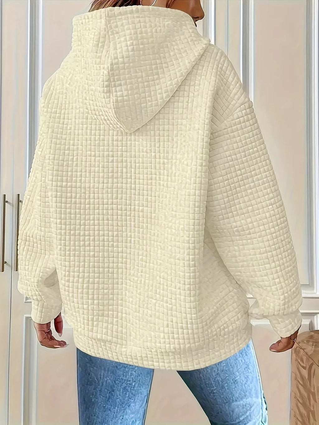 Textured Knit Drawstring Hoodie, view 21