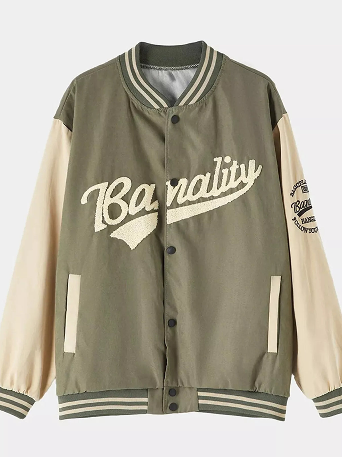Contrast Baseball Jacket with Embroidered Lettering, view 5