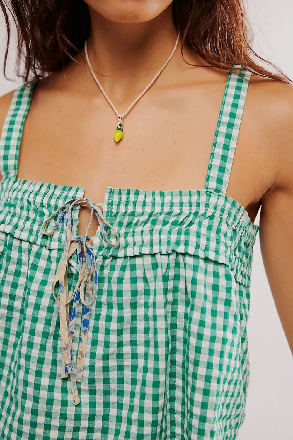Tied Front Textured Square Neck Cami - Lilixa.store