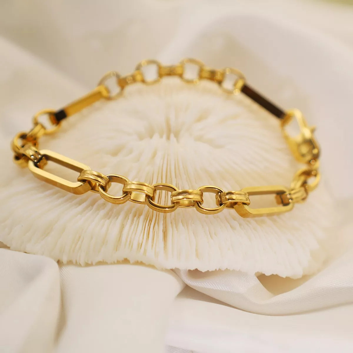 18K Gold-Plated Chunky Gold Chain Link Bracelet, view 4