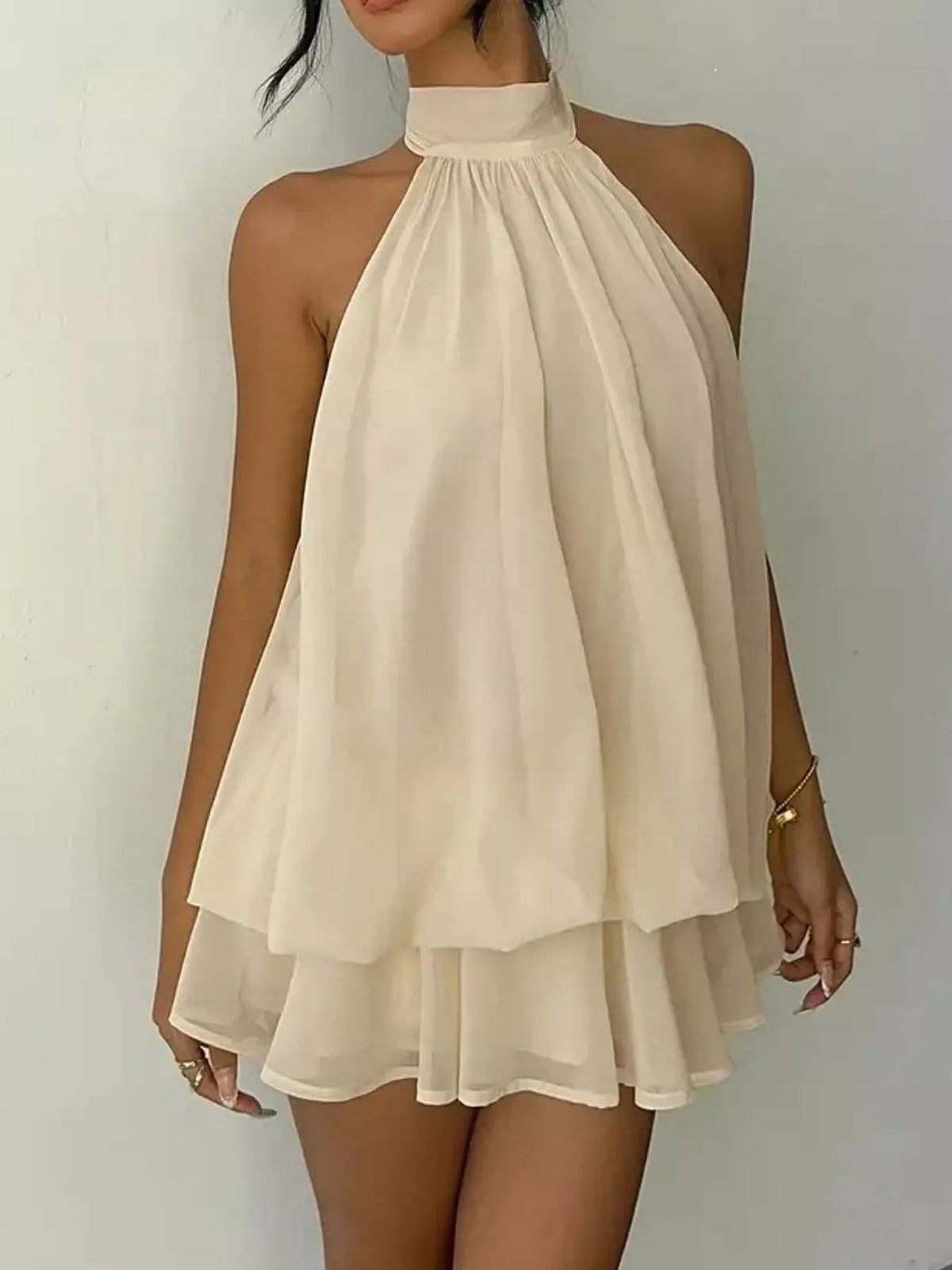 Halter Neck Ruched Mini Dress, view 16