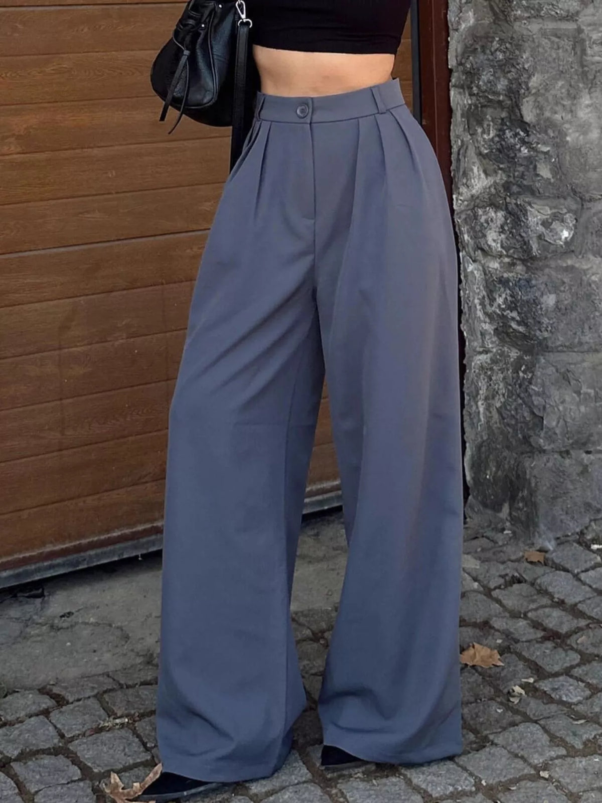 High-Waisted Pleated Wide-Leg Pants
