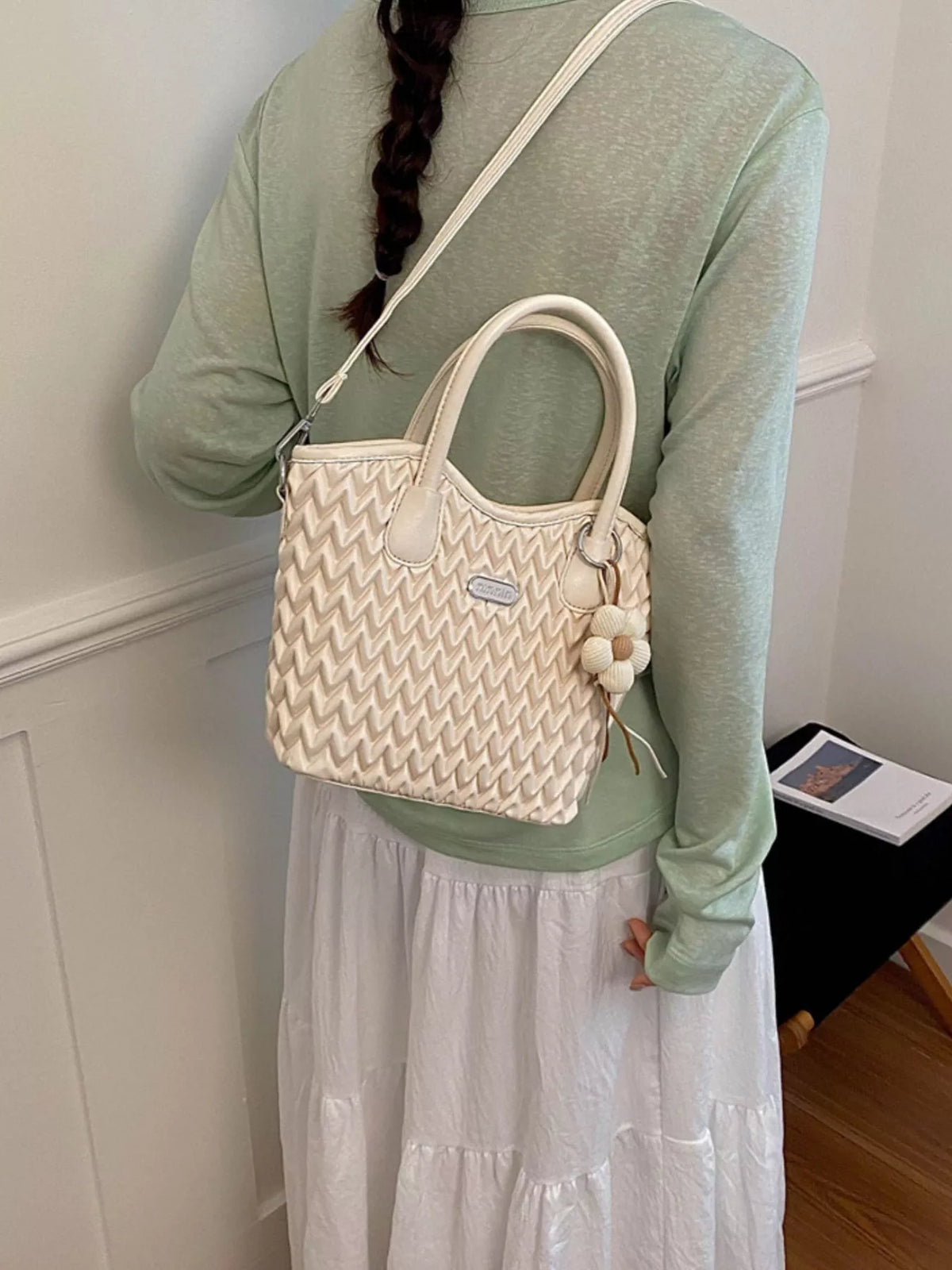 Top Handle Texture Crossbody Bag