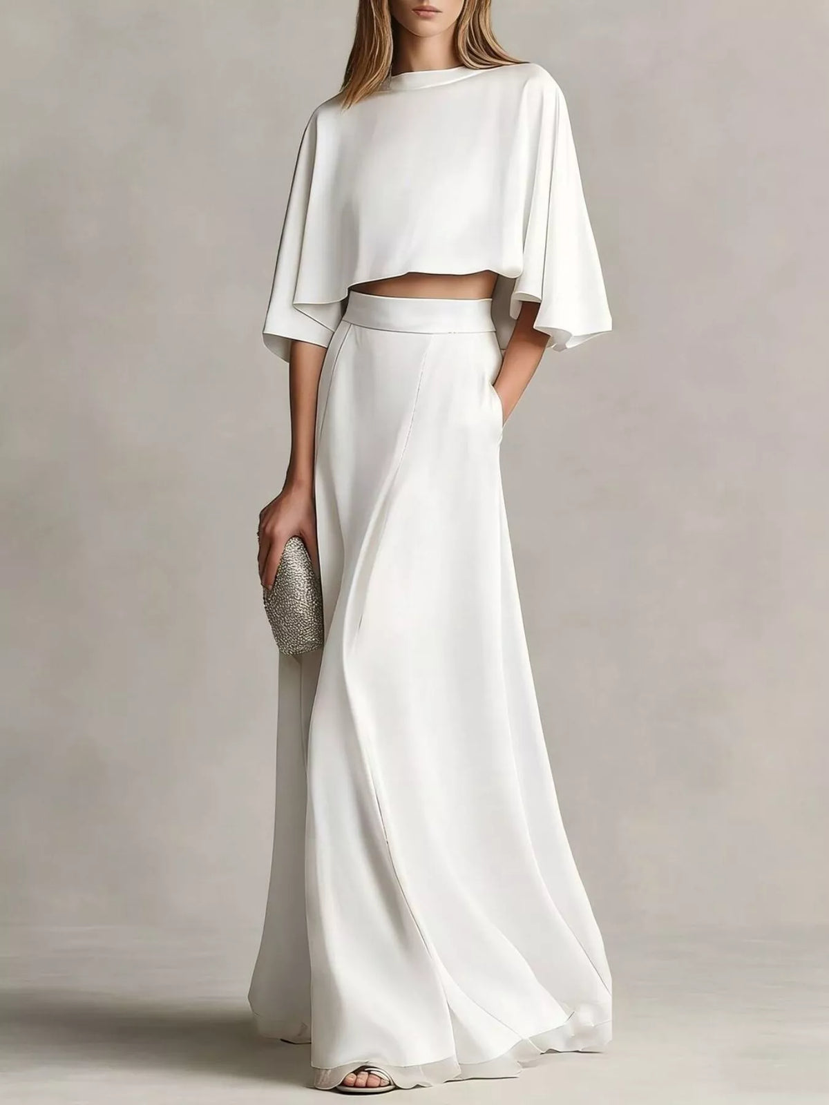 Full Size Satin Crop Top and Maxi Skirt Two-Piece Set Plus Size - Lilixa.store