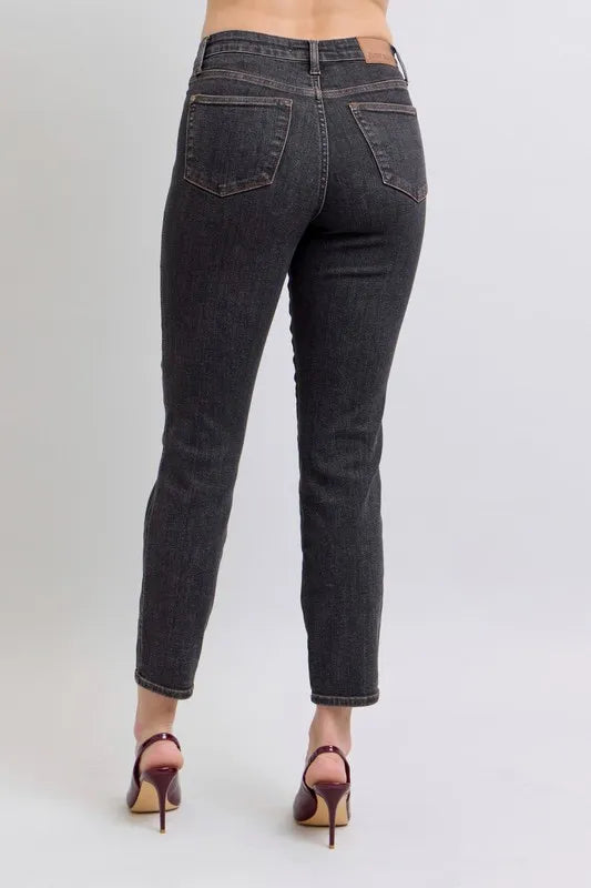 Judy Blue Full Size Mid Rise Tummy Control Slim Jeans Plus Size - Lilixa.store