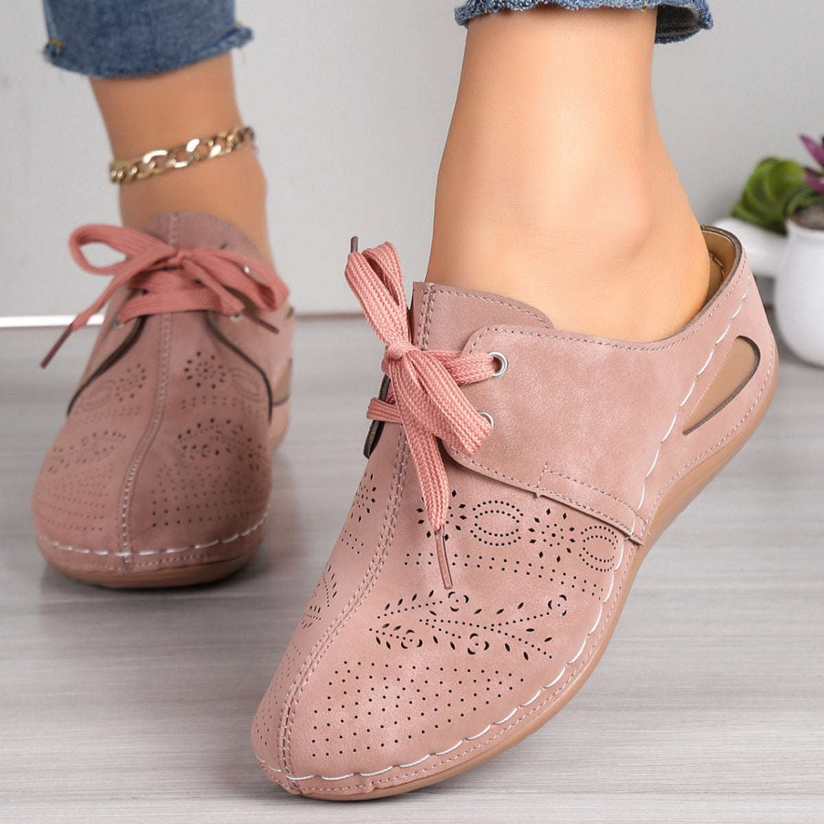 Lace-Up Wedge Slip-Ons, view 6