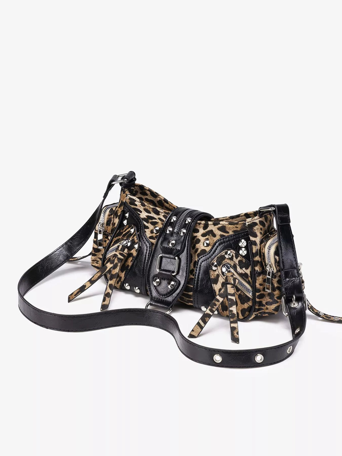 Leopard Print Buckle Shoulder Bag