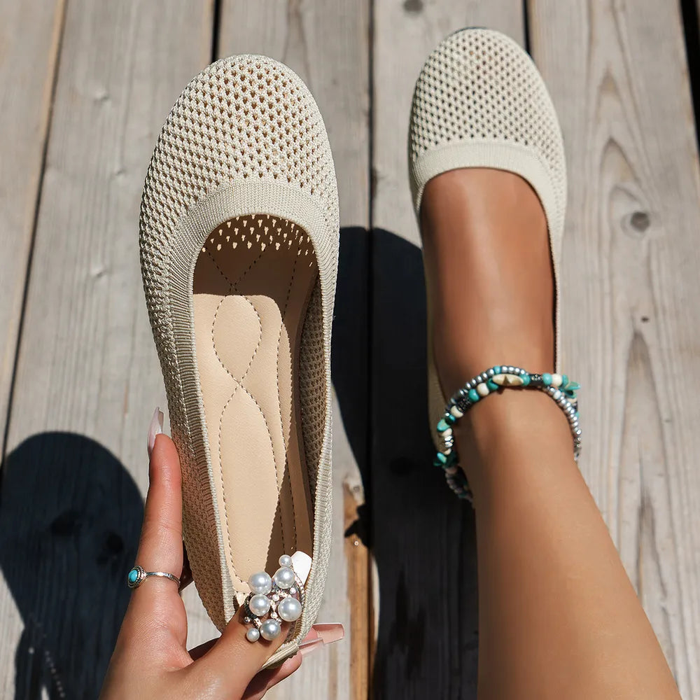 Solid Color Mesh Flat Slip-Ons, view 12