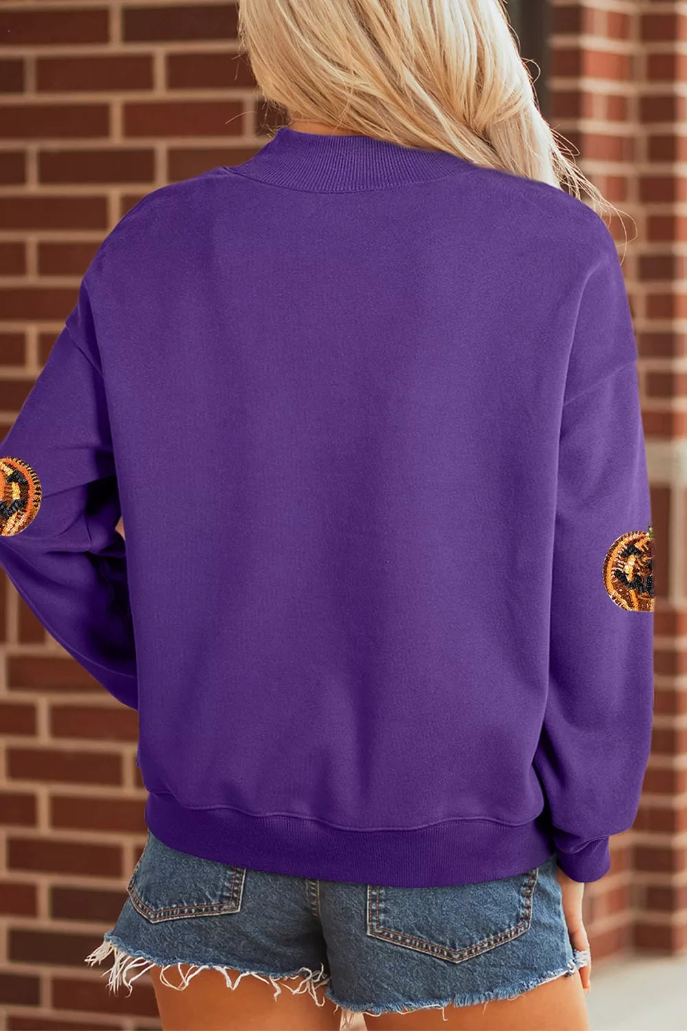 Sequin Pumpkin Spooky Halloween Sweatshirt - Lilixa.store