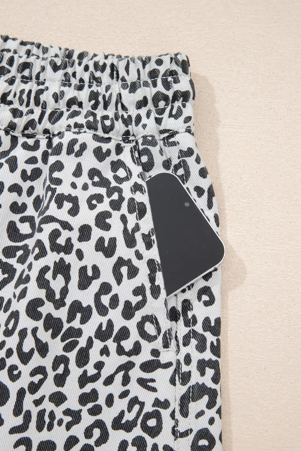 Leopard Print Tassel Drawstring Casual Denim Skort - Lilixa.store