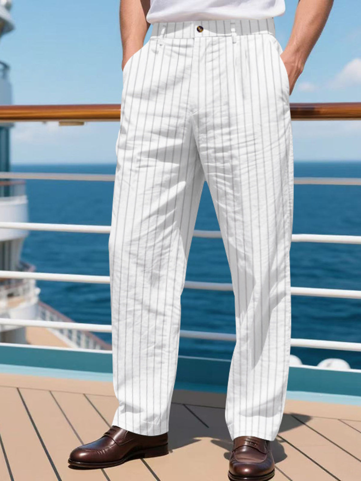 Men's Full Size Striped Wide Leg Pant Plus Size, view 16
