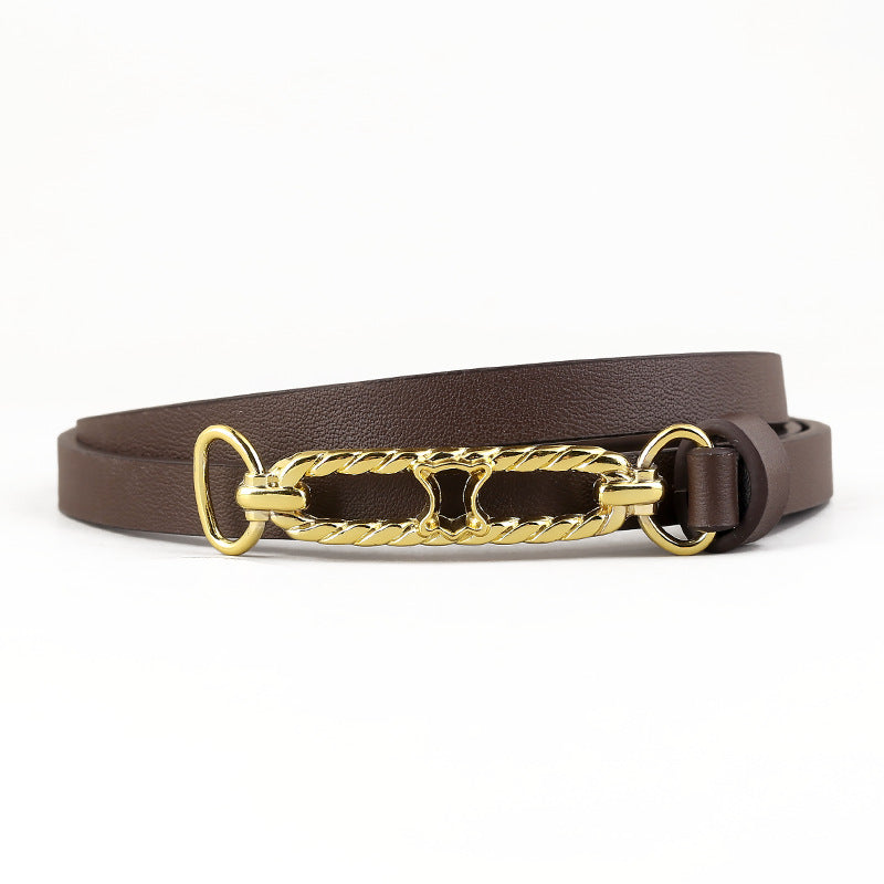 Gold Buckle Skinny Belt - Lilixa.store