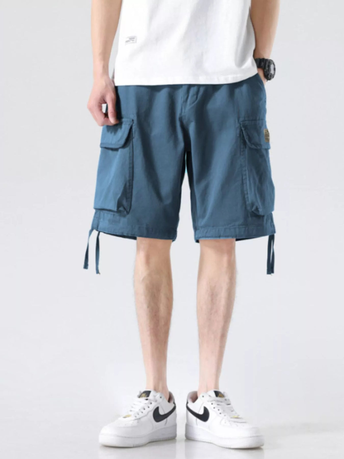 Men's Drawstring Wide Leg Cargo Shorts, view 10
