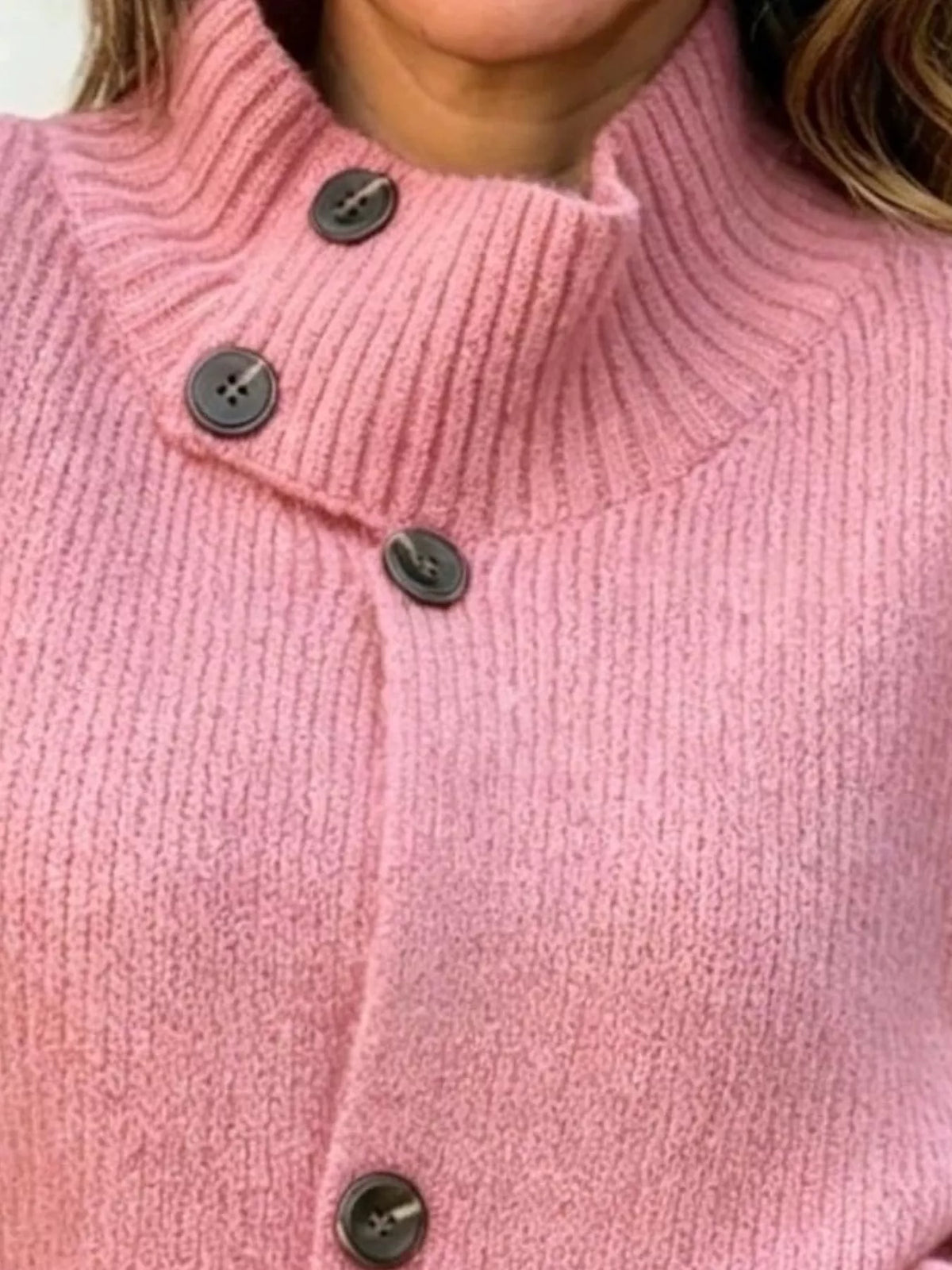 Full Size Button-Up Mock Neck Cardigan Plus Size - Lilixa.store