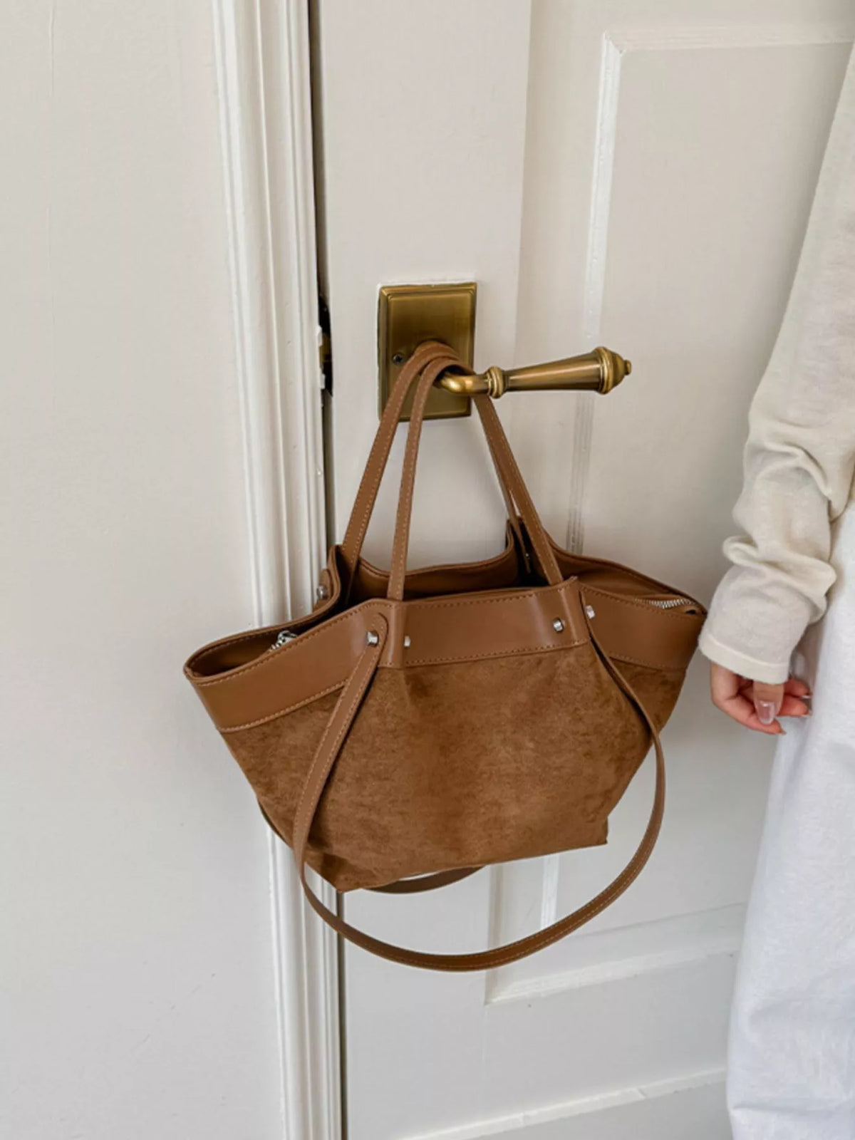 Leather Trim Tote Bag