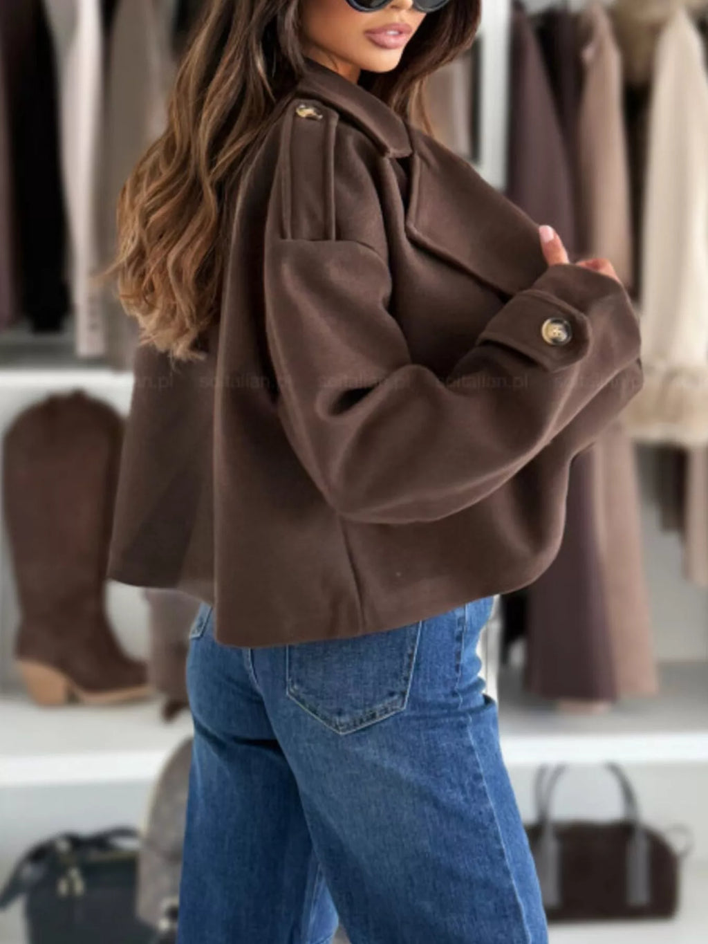 Double-Breasted Cropped Outerwear - Lilixa.store