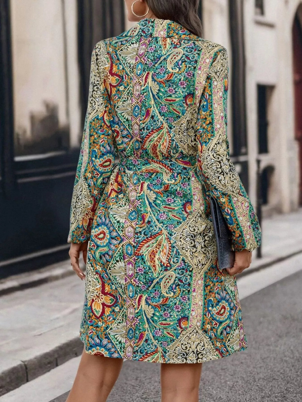 Paisley Print Button-Down Shirt Dress - Lilixa.store