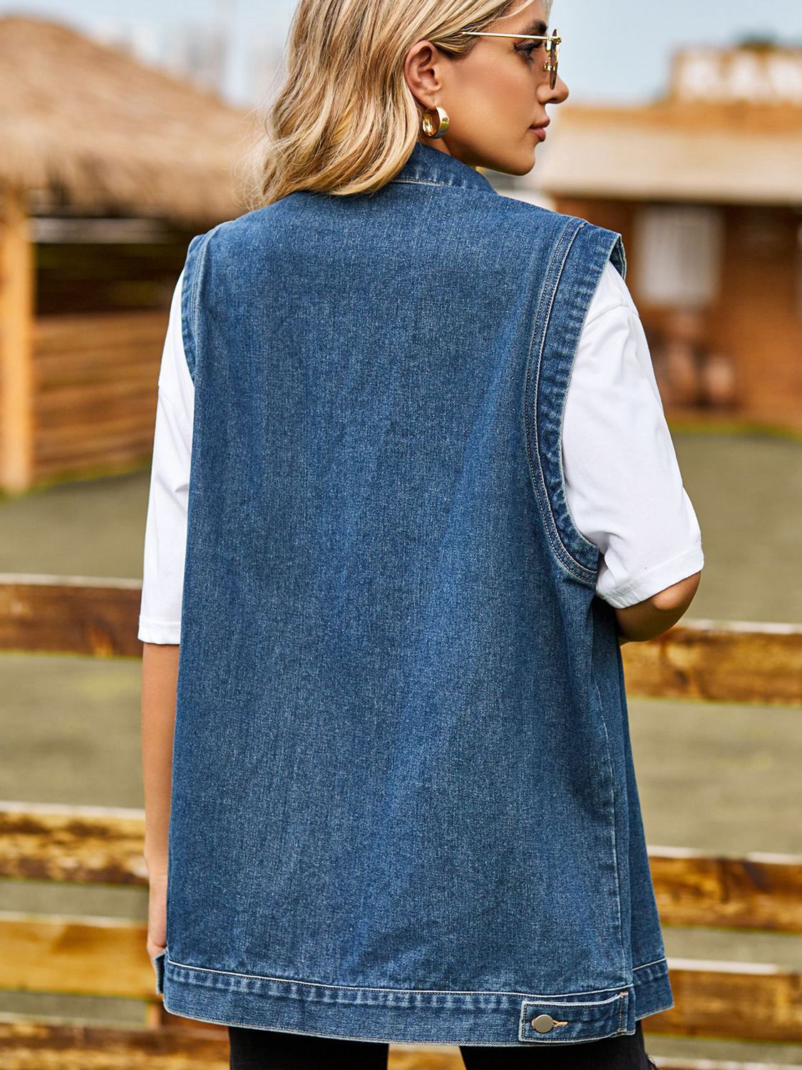 Button Down Denim Vest - Lilixa.store