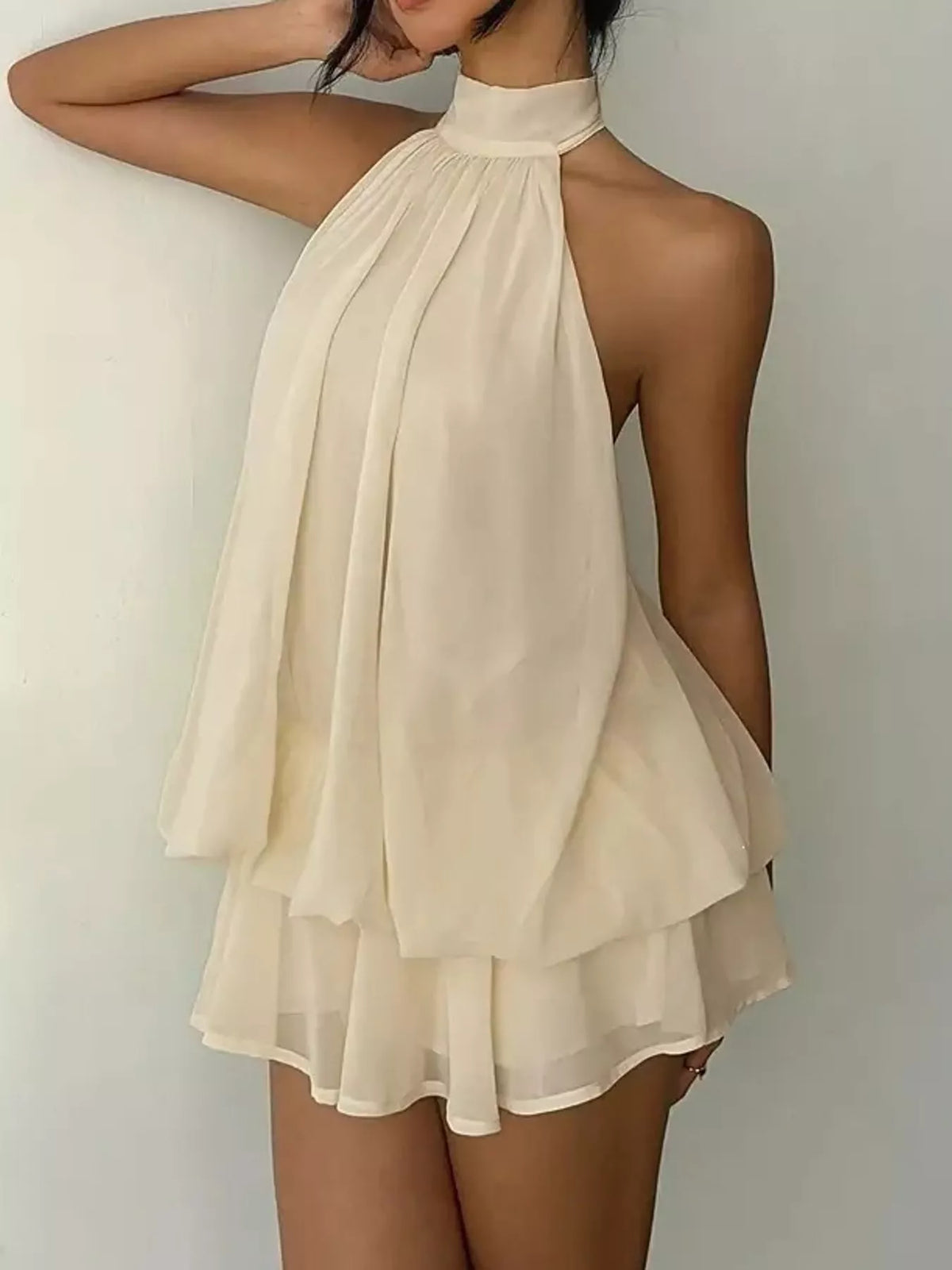 Halter Neck Ruched Mini Dress, view 17