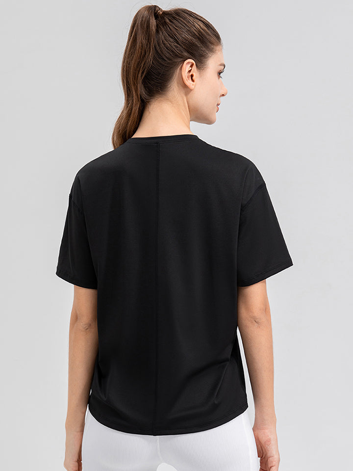 Round Neck Short Sleeve Active Top - Lilixa.store