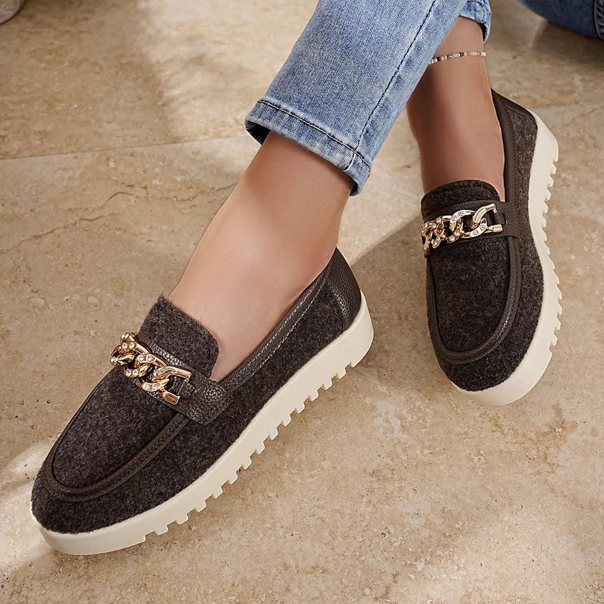 Round Toe Platform Slip-Ons