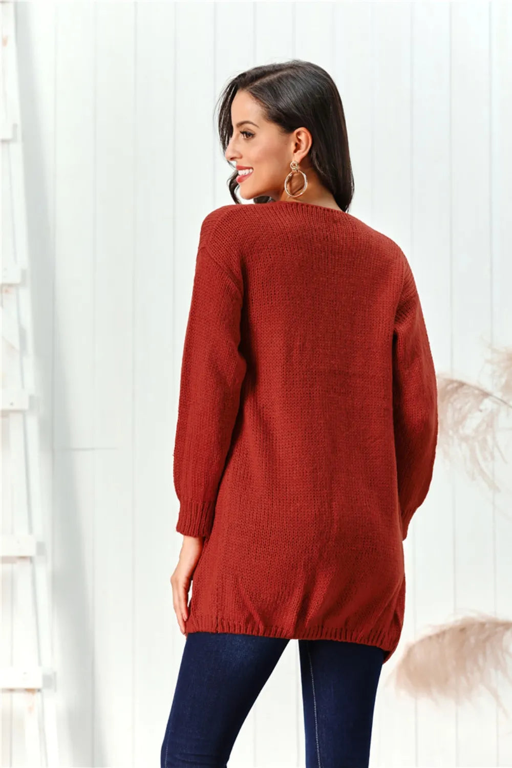 Open Front Long Sleeve Cardigan - Lilixa.store