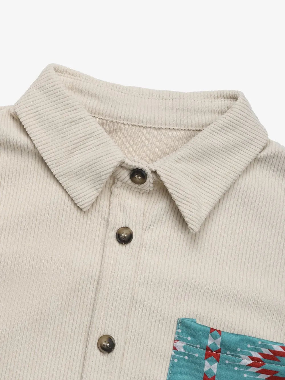 Perfee Pocketed Geometric Collared Neck Shacket in Dust Storm, view 8