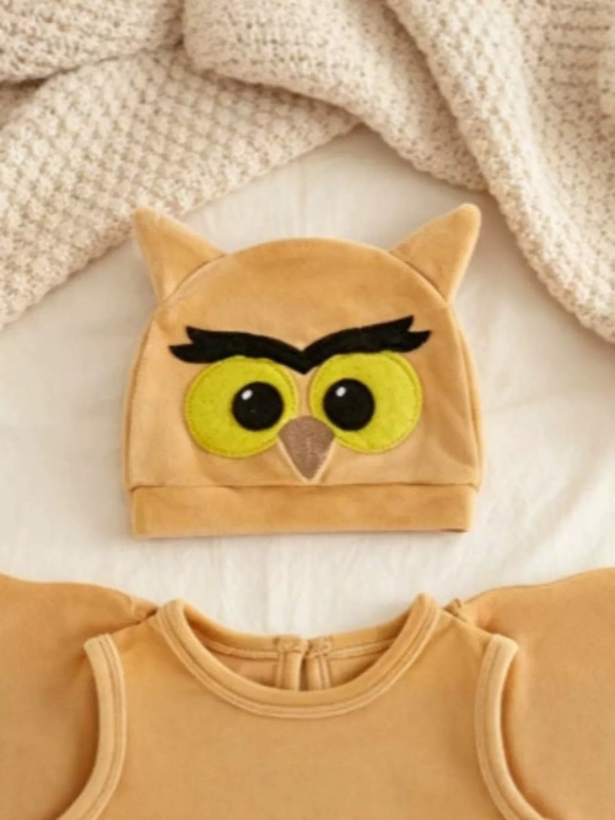 Children's Owl Wings Top and Bottom Set with Hat