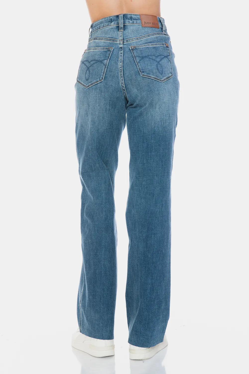 Judy Blue Full Size Tummy Control Cut Raw Hem Straight Jeans - Lilixa.store