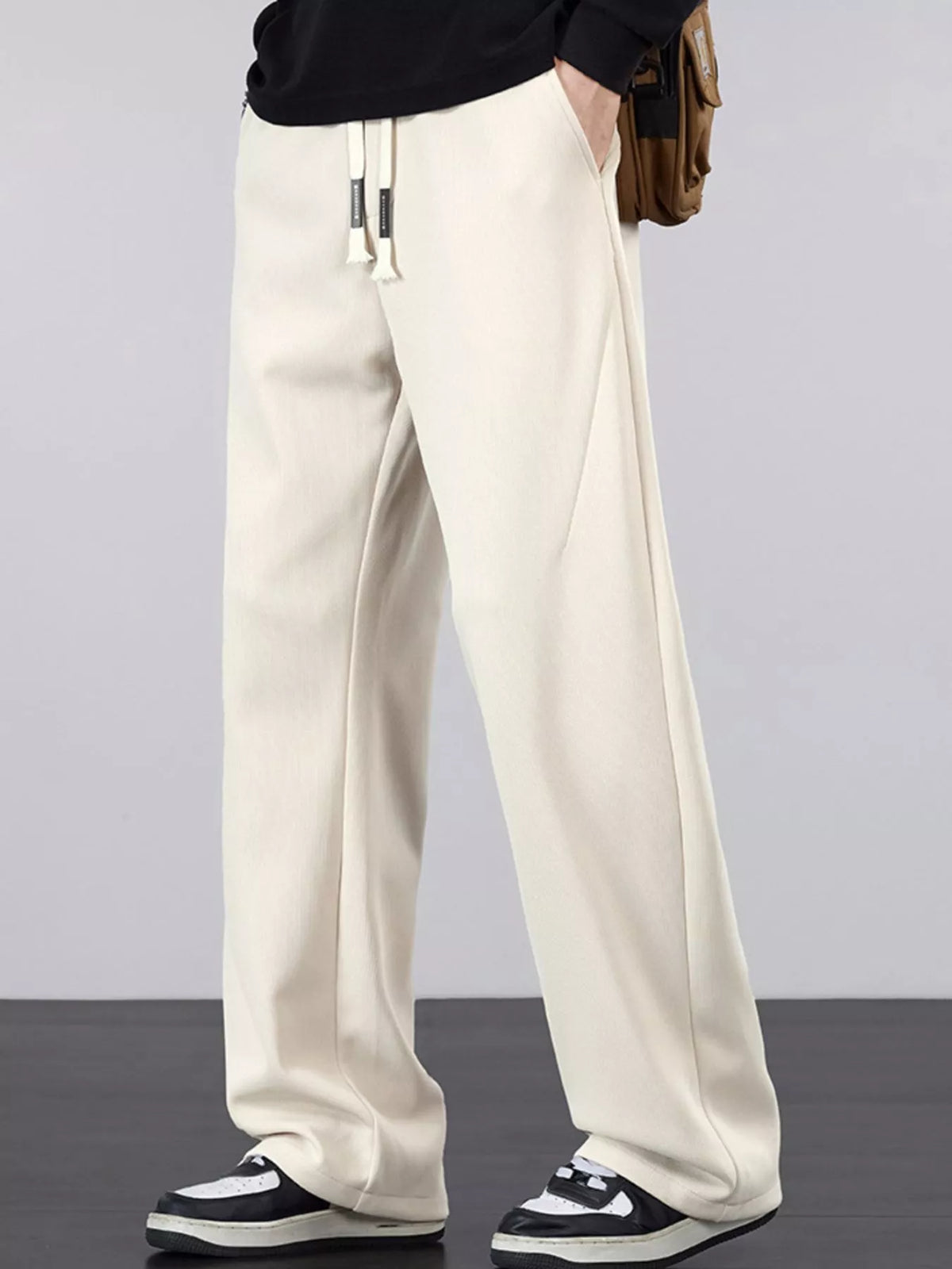 Men's Plus Size Casual Drawstring Wide Leg Pants, view 5