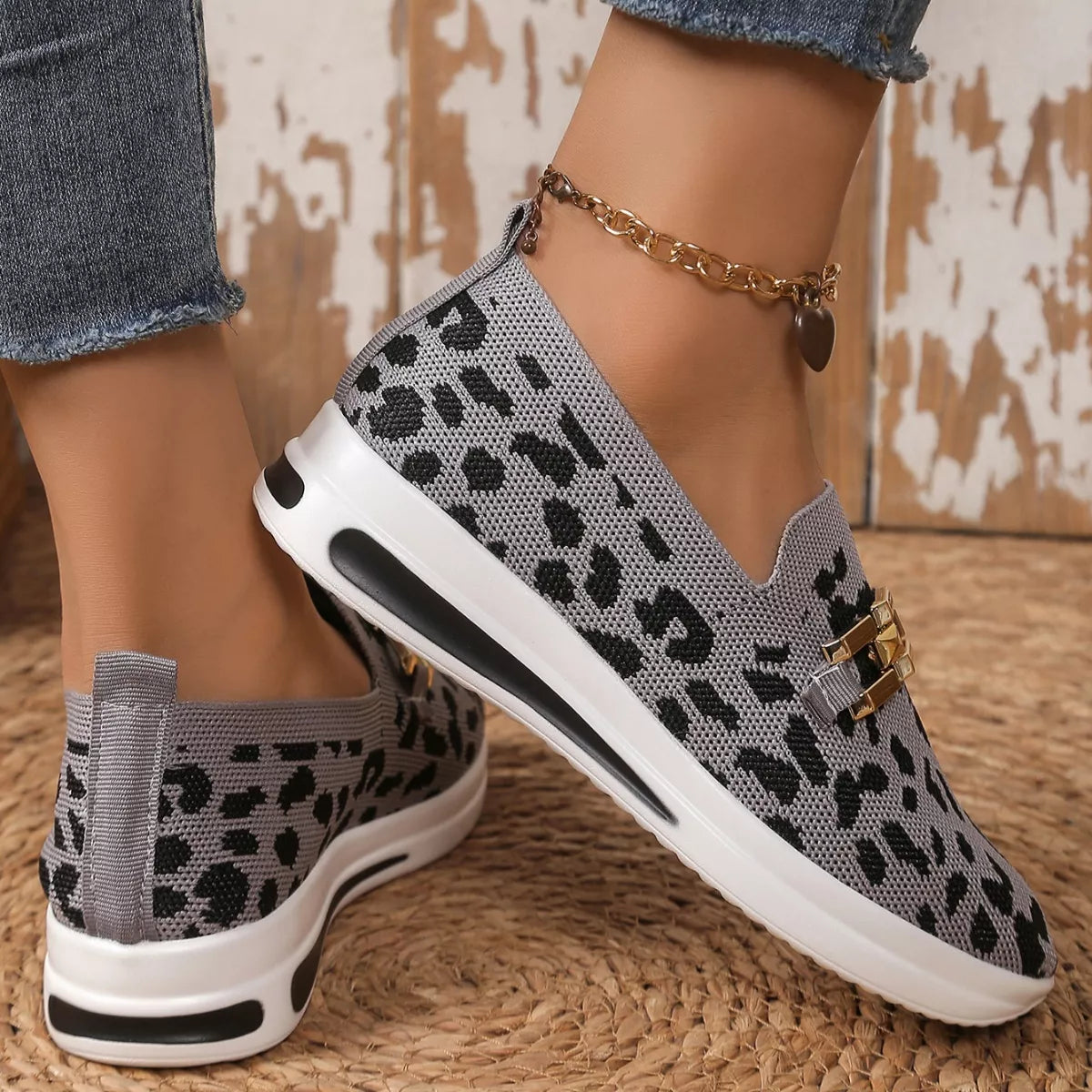 Leopard Round Toe Slip-Ons, view 7