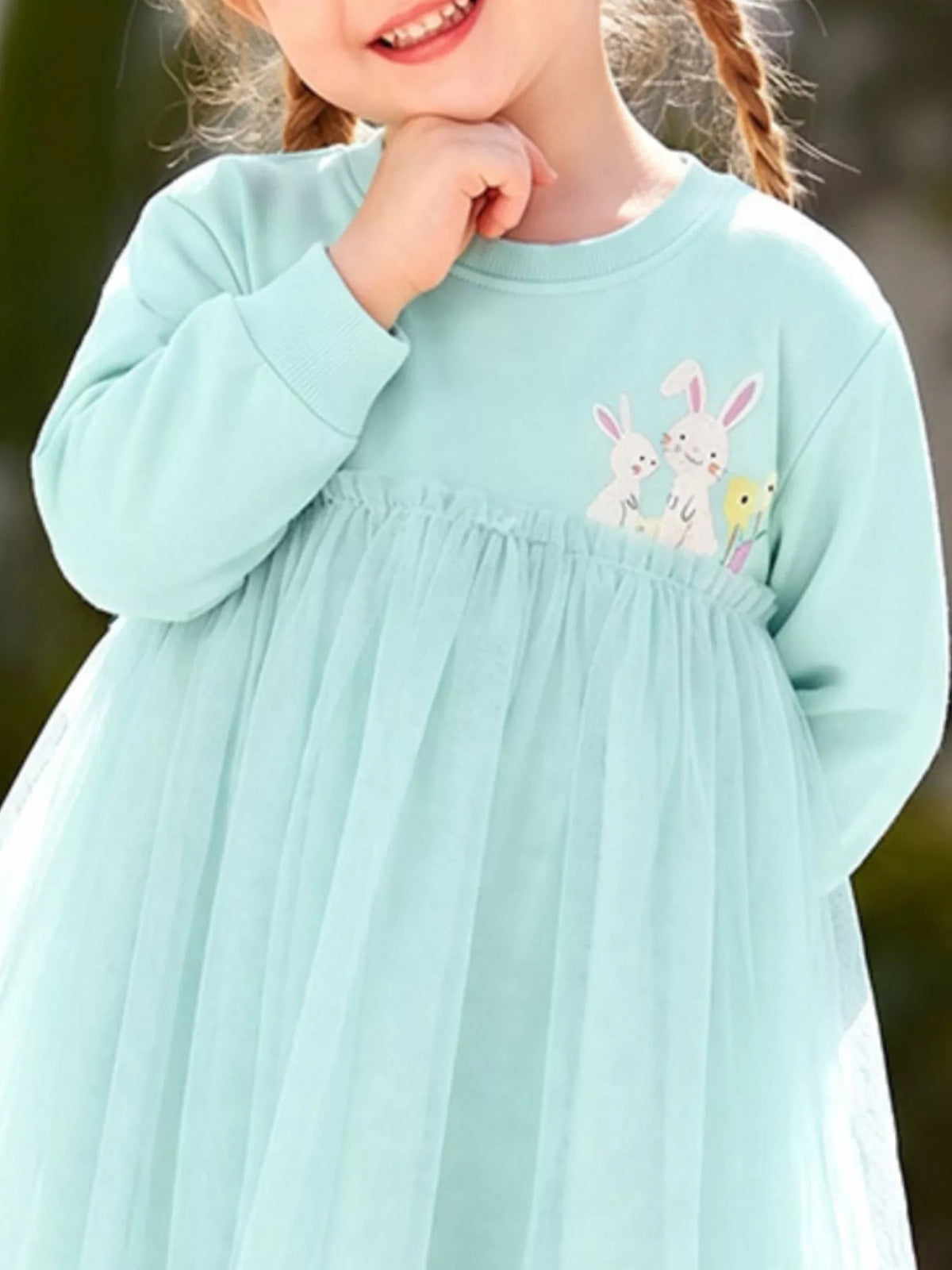 Children's Bunny Round Neck Tulle Dress - Lilixa.store