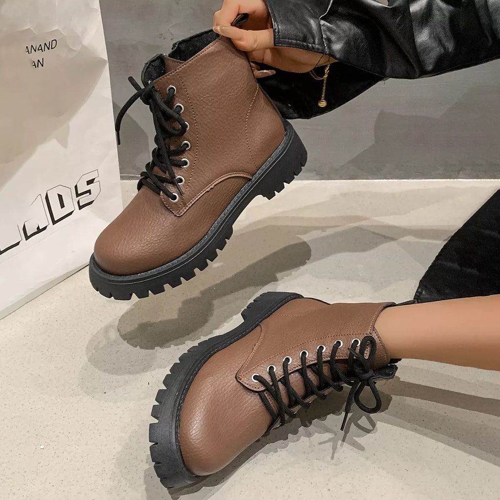 Chunky Platform Lace-Up Combat Boots