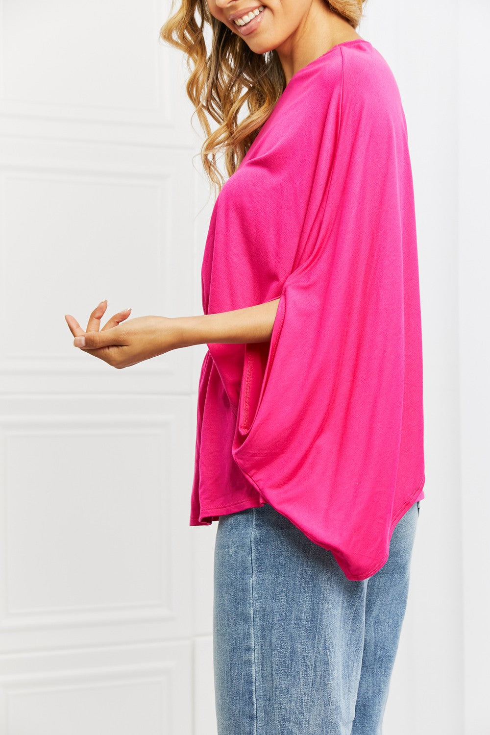 White Birch Forever And Always Full Size One Shoulder Top in Hot Pink, view 5