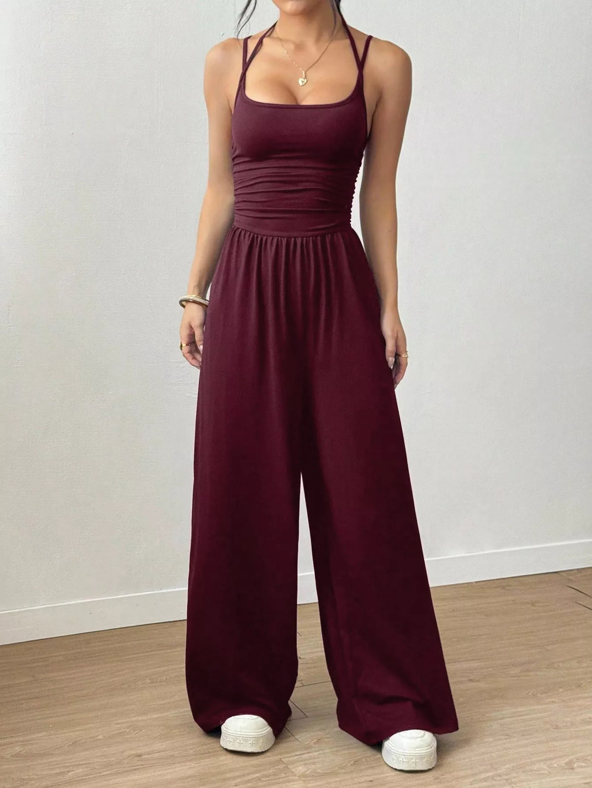 Spaghetti Strap Wide Leg Jumpsuit - Lilixa.store