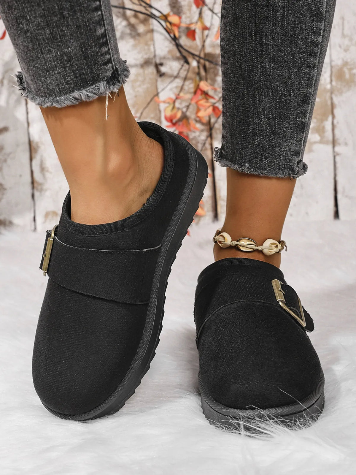 Cozy Buckle Suede Winter Slippers - Lilixa.store