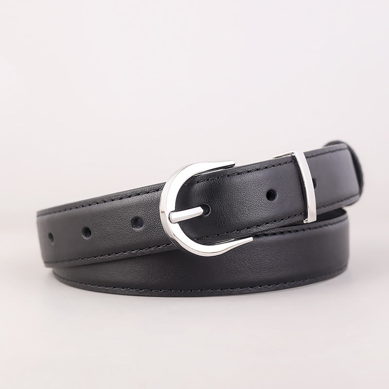 Silver Buckle Leather Belt - Lilixa.store