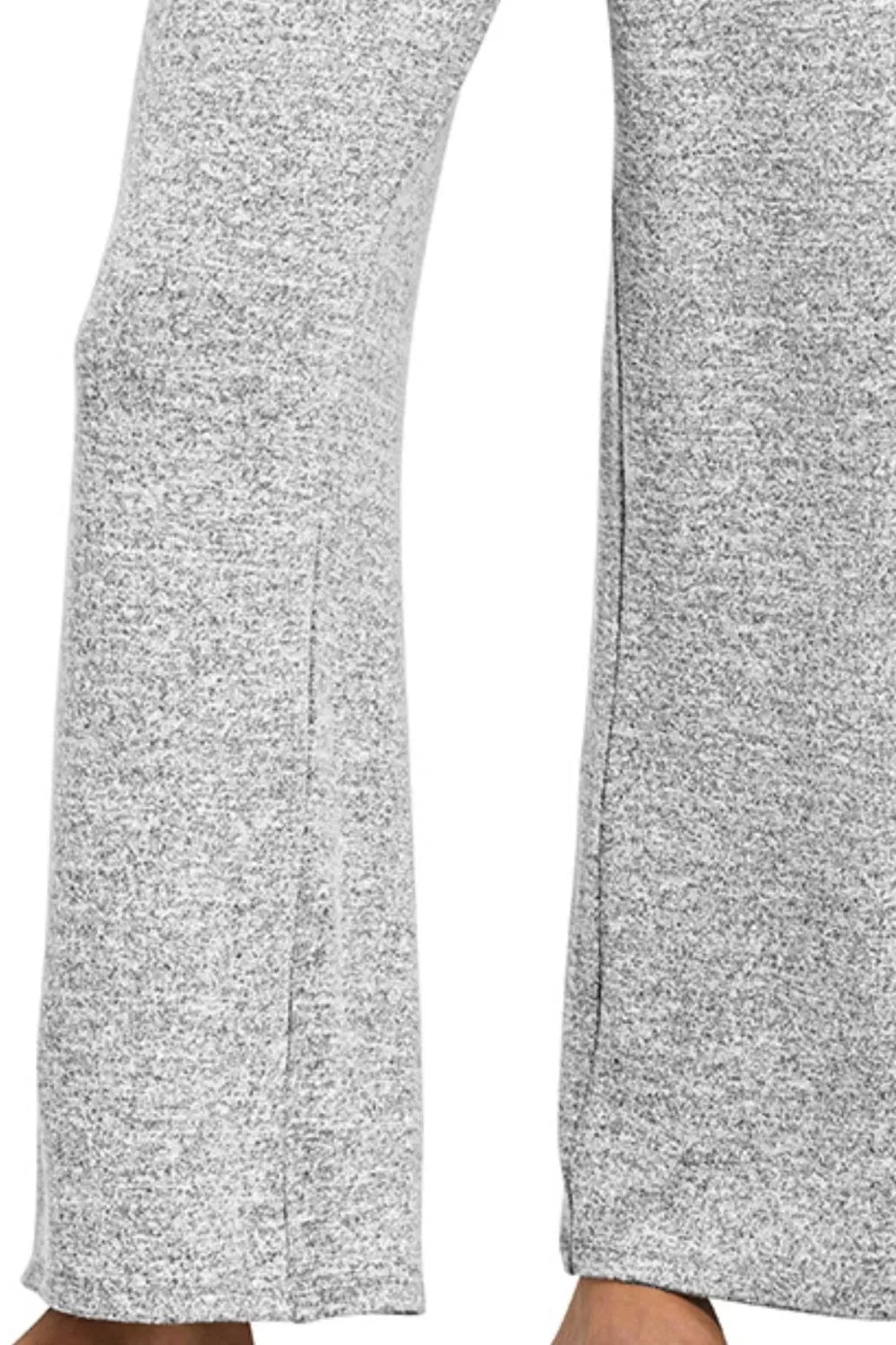 Zenana Soft Melange Hacci Elastic Waistband Lounge Pants - Lilixa.store