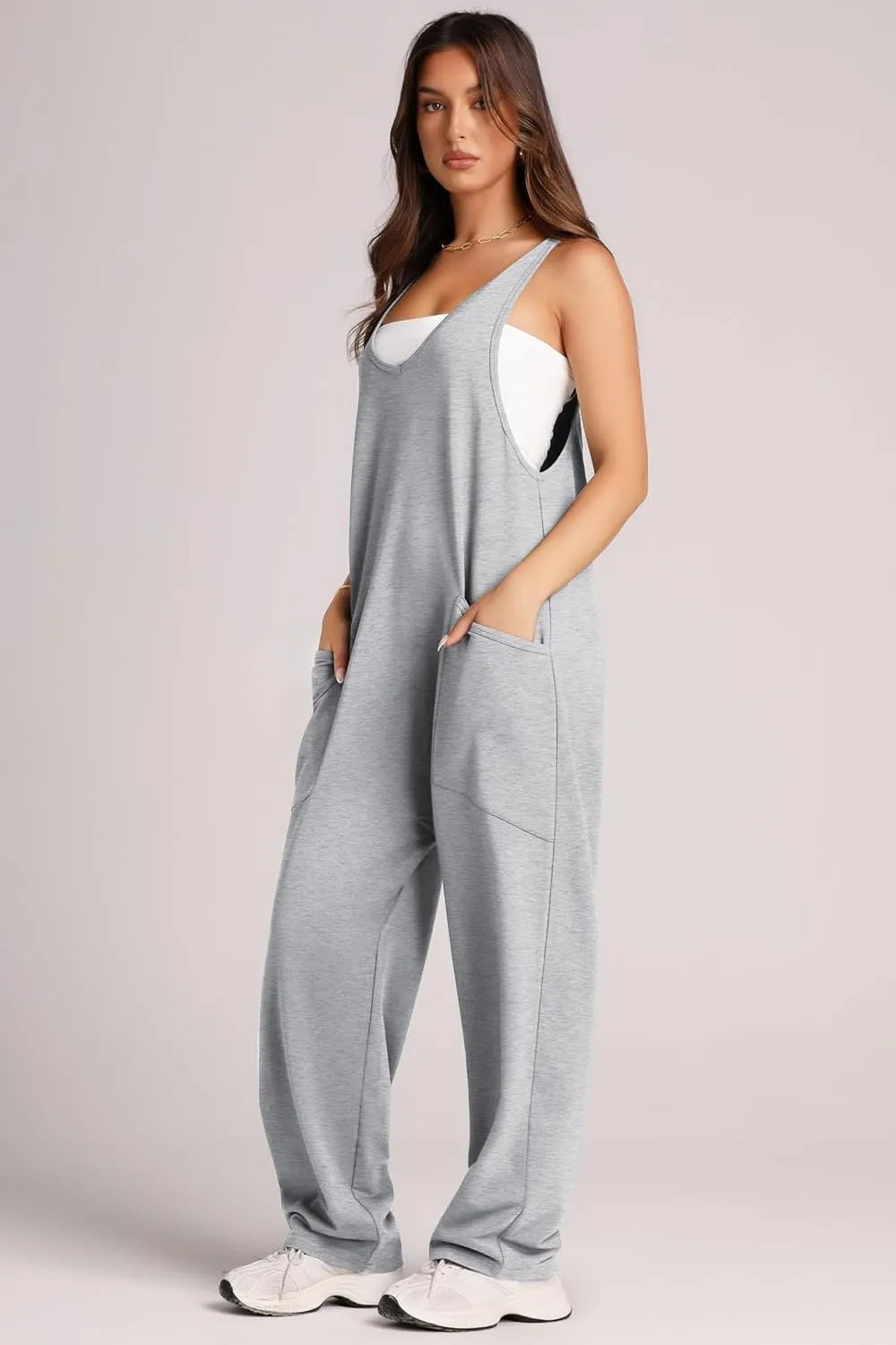Lovelet Wide Strap Jumpsuit with Pockets - Lilixa.store