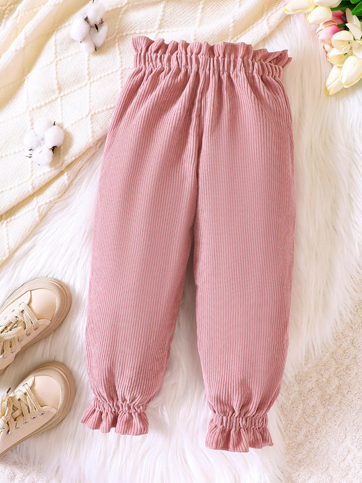 Children's Ruffled Hem Corduroy Pants - Lilixa.store
