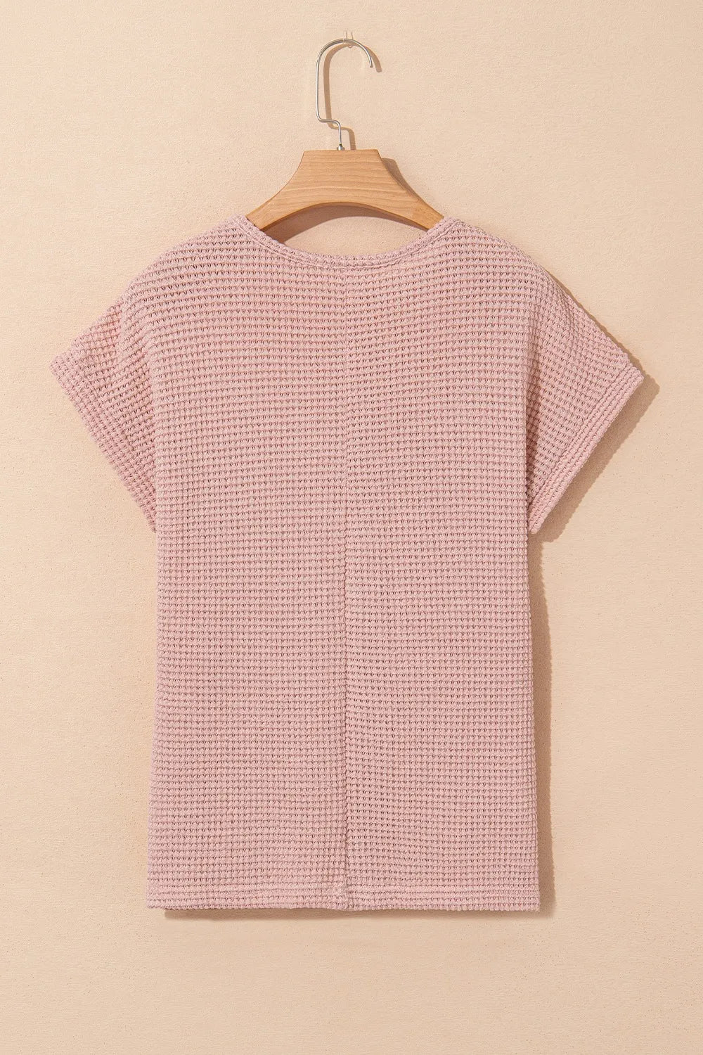Lace Patchwork Waffle Short Sleeve Knit Top - Lilixa.store
